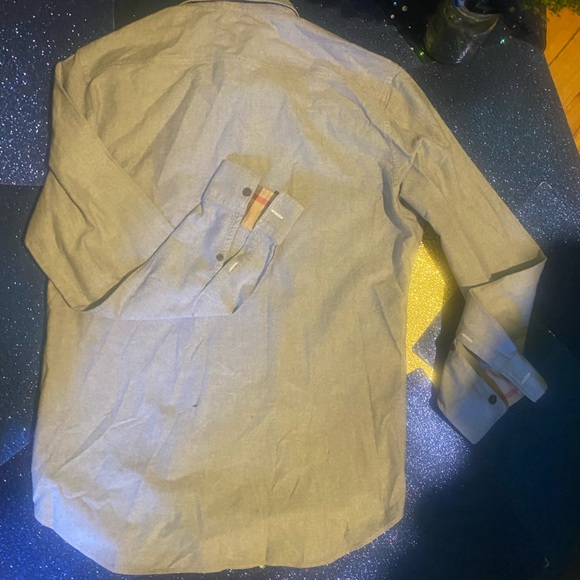 BURBERRY BRIT MEN’s LIGHT GREY-BLUE VINTAGE AUTHENTIC FULL-SLEEVE Shirt RARE LUX - Picture 10 of 16